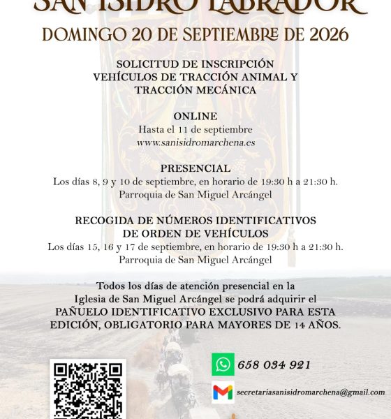 Cartel oficial de la VI Romería de San Isidro Labrador de Marchena, 20 de septiembre de 2026