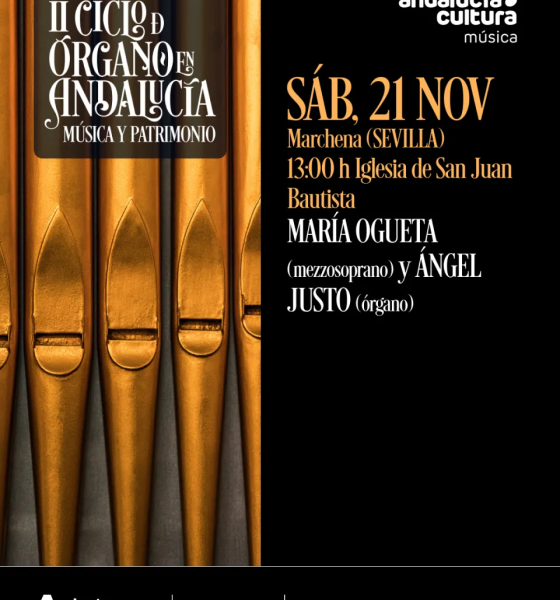 Cartel oficial del concierto de María Ogueta y Ángel Justo, 21 de noviembre de 2026 en San Juan Bautista de Marchena